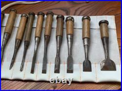 Japanese Nomi Chisel Vintage Old Retro Oire Tools Set of 10 Hiramaru F/S From JP