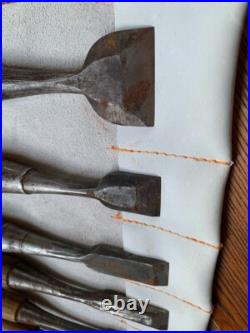 Japanese Nomi Chisel Vintage Old Retro Oire Tools Set of 10 Hiramaru F/S From JP