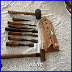 Japanese Nomi Chisel Vintage Old Retro Oire Tools Set of 10 Hummer F/S From JP