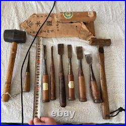 Japanese Nomi Chisel Vintage Old Retro Oire Tools Set of 10 Hummer F/S From JP