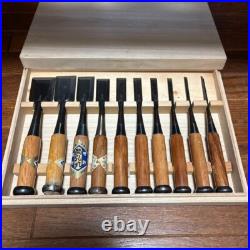 Japanese Nomi Chisel Vintage Old Retro Oire Tools Set of 10 Kikuhiromaru F/S Japanese Nomi Chisel Vintage Old Retro Oire Tools Set of 10 Kikuhiromaru F/S