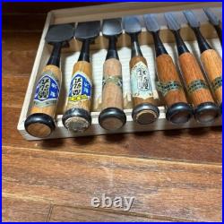 Japanese Nomi Chisel Vintage Old Retro Oire Tools Set of 10 Kikuhiromaru F/S Japanese Nomi Chisel Vintage Old Retro Oire Tools Set of 10 Kikuhiromaru F/S