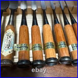 Japanese Nomi Chisel Vintage Old Retro Oire Tools Set of 10 Kikuhiromaru F/S Japanese Nomi Chisel Vintage Old Retro Oire Tools Set of 10 Kikuhiromaru F/S