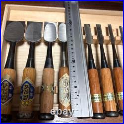 Japanese Nomi Chisel Vintage Old Retro Oire Tools Set of 10 Kikuhiromaru F/S Japanese Nomi Chisel Vintage Old Retro Oire Tools Set of 10 Kikuhiromaru F/S