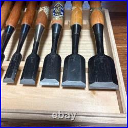 Japanese Nomi Chisel Vintage Old Retro Oire Tools Set of 10 Kikuhiromaru F/S Japanese Nomi Chisel Vintage Old Retro Oire Tools Set of 10 Kikuhiromaru F/S