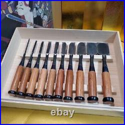 Japanese Nomi Chisel Vintage Old Retro Oire Tools Set of 10 Kiyotada Unused