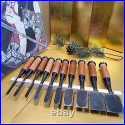 Japanese Nomi Chisel Vintage Old Retro Oire Tools Set of 10 Kiyotada Unused