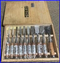 Japanese Nomi Chisel Vintage Old Retro Oire Tools Set of 10 Zuiryu