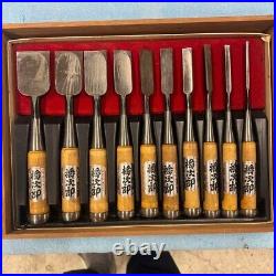 Japanese Nomi Chisel Vintage Old Retro Oire Tools Set of 10 in Box F/S From JP