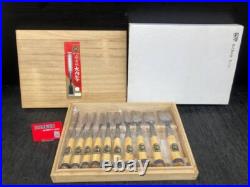Japanese Nomi Chisel Vintage Old Retro Oire Tools Set of 10 in Box Ohuchi