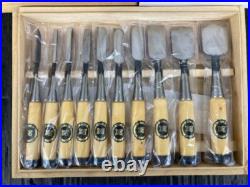 Japanese Nomi Chisel Vintage Old Retro Oire Tools Set of 10 in Box Ohuchi