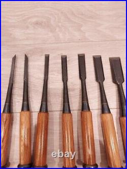 Japanese Nomi Chisel Vintage Old Retro Oire Tools Set of 10 in Box Unused