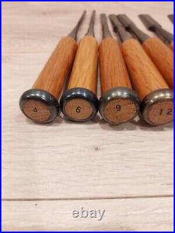 Japanese Nomi Chisel Vintage Old Retro Oire Tools Set of 10 in Box Unused