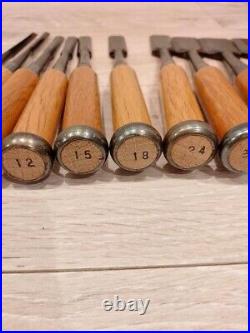 Japanese Nomi Chisel Vintage Old Retro Oire Tools Set of 10 in Box Unused