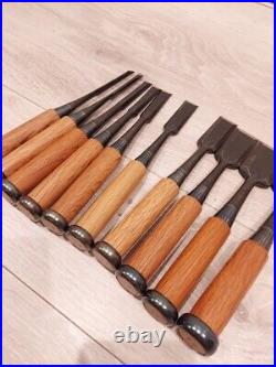 Japanese Nomi Chisel Vintage Old Retro Oire Tools Set of 10 in Box Unused