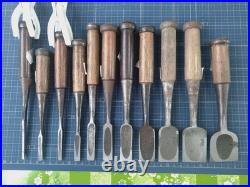 Japanese Nomi Chisel Vintage Old Retro Oire Tools Set of 11 #1-4