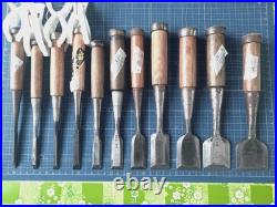 Japanese Nomi Chisel Vintage Old Retro Oire Tools Set of 11 Used