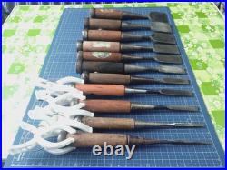 Japanese Nomi Chisel Vintage Old Retro Oire Tools Set of 11 Used
