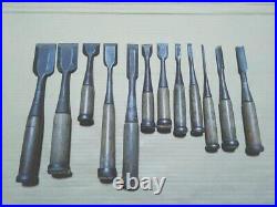 Japanese Nomi Chisel Vintage Old Retro Oire Tools Set of 12 #1.0-8.0