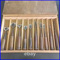 Japanese Nomi Chisel Vintage Old Retro Oire Tools Set of 12 Kikuhiromaru F/S JP