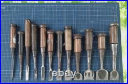 Japanese Nomi Chisel Vintage Old Retro Oire Tools Set of 12 Used Japanese Nomi Chisel Vintage Old Retro Oire Tools Set of 12 Used