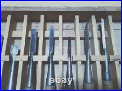 Japanese Nomi Chisel Vintage Old Retro Oire Tools Set of 12 in Box #1.0-8.0 F/S