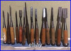 Japanese Nomi Chisel Vintage Old Retro Oire Tools Set of 14 Bulk