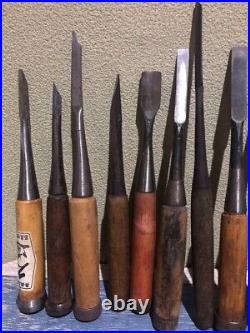 Japanese Nomi Chisel Vintage Old Retro Oire Tools Set of 14 Bulk