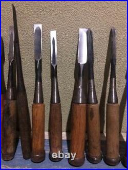 Japanese Nomi Chisel Vintage Old Retro Oire Tools Set of 14 Bulk