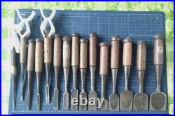 Japanese Nomi Chisel Vintage Old Retro Oire Tools Set of 15 Bulk