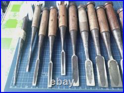 Japanese Nomi Chisel Vintage Old Retro Oire Tools Set of 15 Bulk