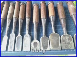 Japanese Nomi Chisel Vintage Old Retro Oire Tools Set of 15 Bulk