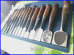 Japanese Nomi Chisel Vintage Old Retro Oire Tools Set of 15 Bulk