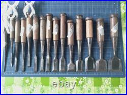 Japanese Nomi Chisel Vintage Old Retro Oire Tools Set of 15 Bulk