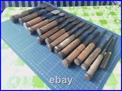 Japanese Nomi Chisel Vintage Old Retro Oire Tools Set of 15 Bulk