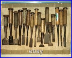 Japanese Nomi Chisel Vintage Old Retro Oire Tools Set of 16 Bulk F/S From Japan