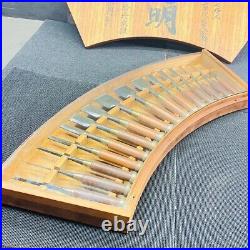 Japanese Nomi Chisel Vintage Old Retro Oire Tools Set of 16 Kuniaki Unused F/S