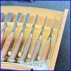 Japanese Nomi Chisel Vintage Old Retro Oire Tools Set of 16 Kuniaki Unused F/S