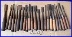 Japanese Nomi Chisel Vintage Old Retro Oire Tools Set of 23 Bulk Engraved F/S