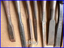 Japanese Nomi Chisel Vintage Old Retro Oire Tools Set of 23 Bulk Engraved F/S