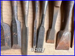 Japanese Nomi Chisel Vintage Old Retro Oire Tools Set of 23 Bulk Engraved F/S
