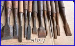 Japanese Nomi Chisel Vintage Old Retro Oire Tools Set of 23 Bulk Engraved F/S