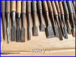 Japanese Nomi Chisel Vintage Old Retro Oire Tools Set of 23 Bulk Engraved F/S