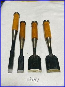 Japanese Nomi Chisel Vintage Old Retro Oire Tools Set of 4 New Unused F/S Japan