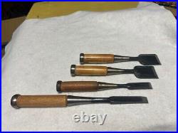 Japanese Nomi Chisel Vintage Old Retro Oire Tools Set of 4 New Unused F/S Japan