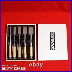 Japanese Nomi Chisel Vintage Old Retro Oire Tools Set of 5 with Box Banshu Miki