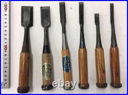 Japanese Nomi Chisel Vintage Old Retro Oire Tools Set of 6 30/24/15/12/12/9 mm