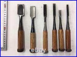 Japanese Nomi Chisel Vintage Old Retro Oire Tools Set of 6 30/24/15/12/12/9 mm