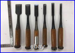 Japanese Nomi Chisel Vintage Old Retro Oire Tools Set of 6 9/12/15/18/24/30mm