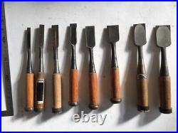 Japanese Nomi Chisel Vintage Old Retro Oire Tools Set of 8 9/12/18/24/30/36mm